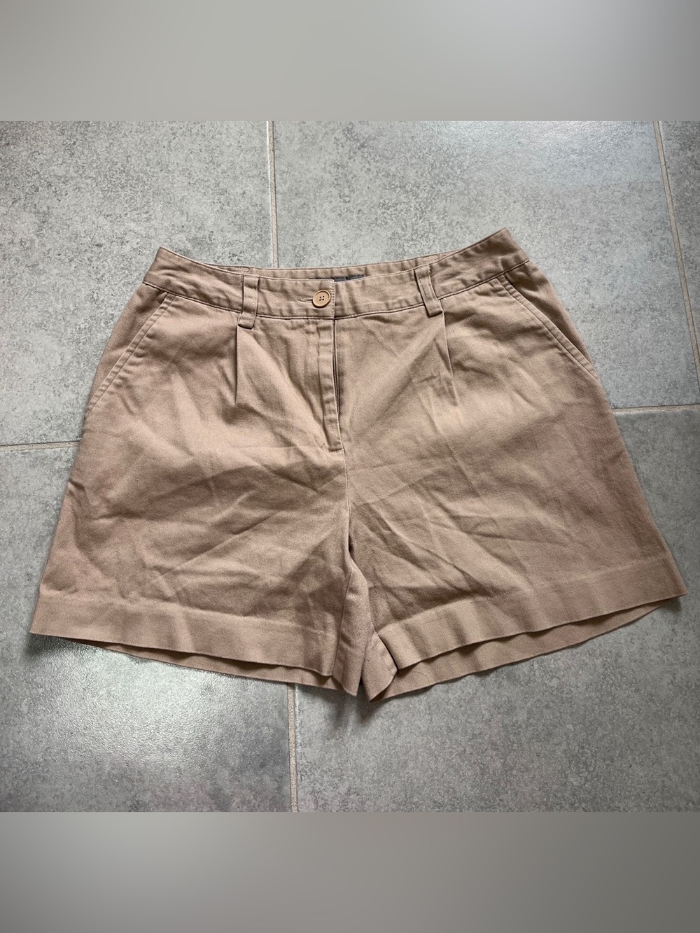 Ann Taylor Tailored Pleat-Front Bermuda Shorts in Beige